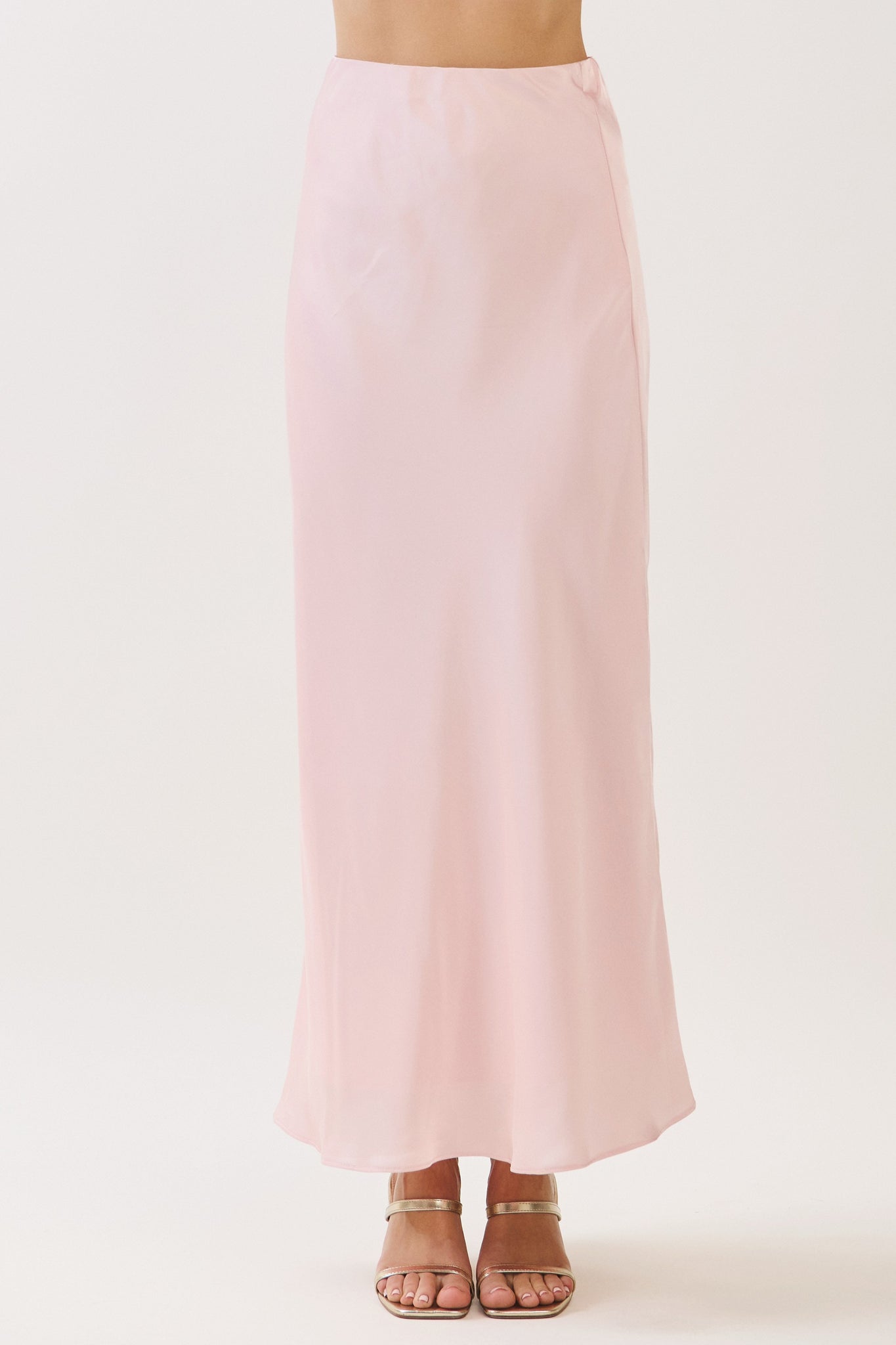 Solid Satin Zipper Maxi Skirt