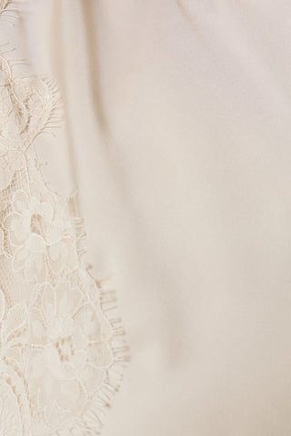 Sleeveless High Neck Lace Trim Detail Dress in Cream