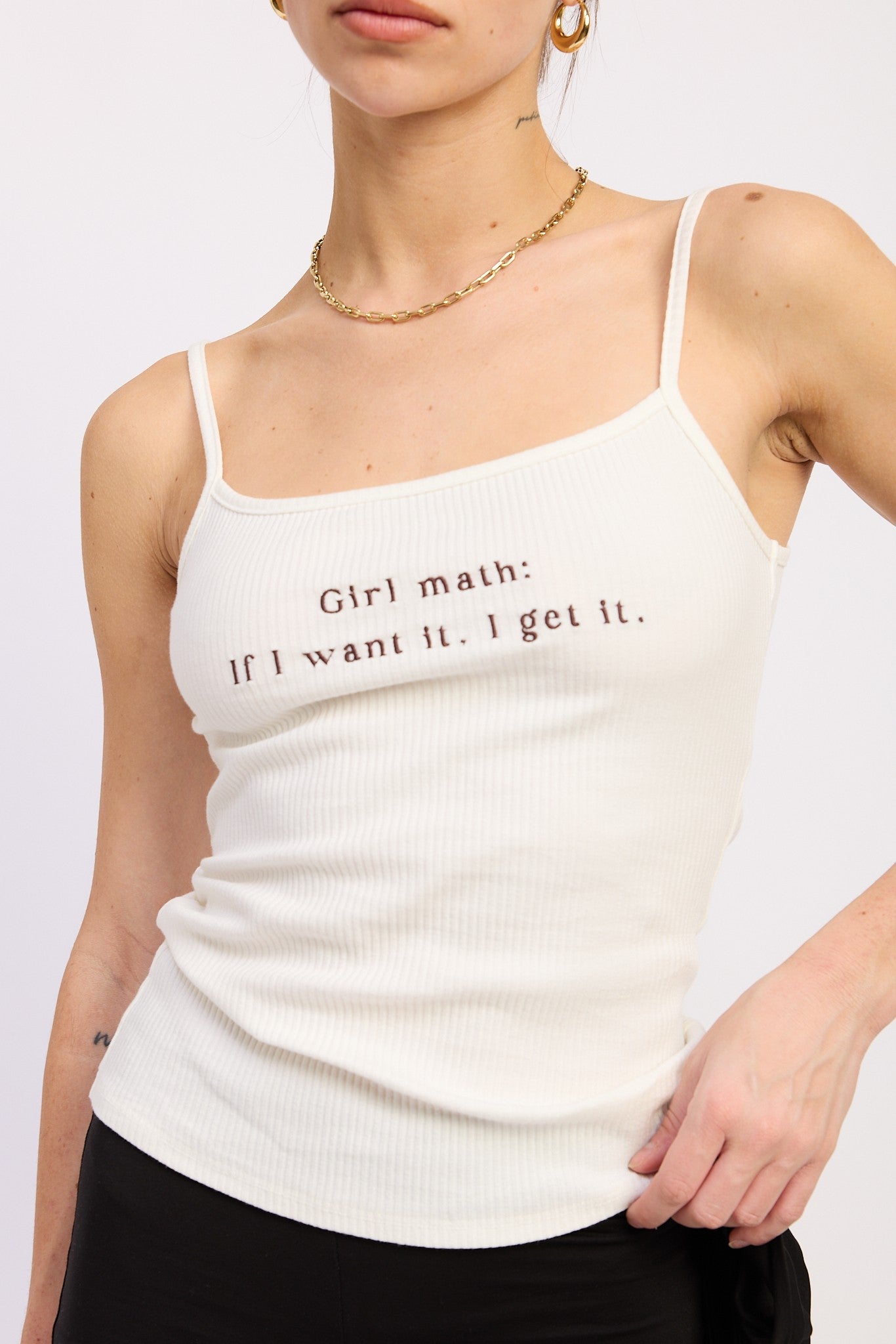 Girl Math Ribbed Embroidery Cami