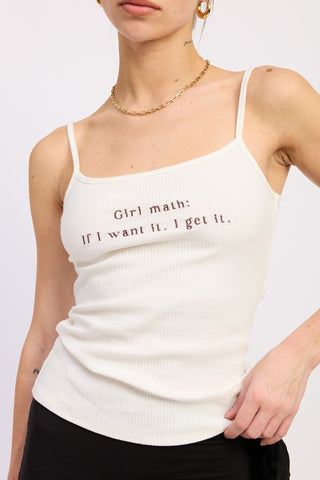 Girl Math Ribbed Embroidery Cami