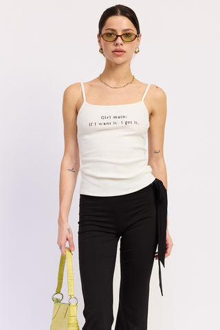 Girl Math Ribbed Embroidery Cami