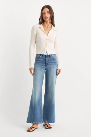 Good American | Soft Tech Good Waist Palazzo Ankle Jeans in indigo1238