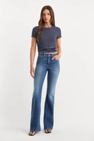 Good American | Soft Tech Good Legs Flare Jeans in Indigo1233