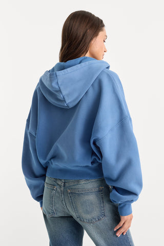 Good American | The Zip Up Sweathshirt in Blue Drift