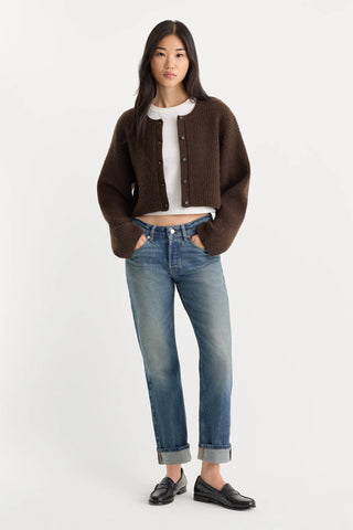 Good American | The Chunky Knit Cardigan in Espresso