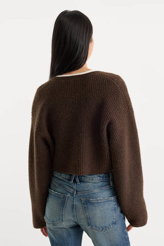 Good American | The Chunky Knit Cardigan in Espresso