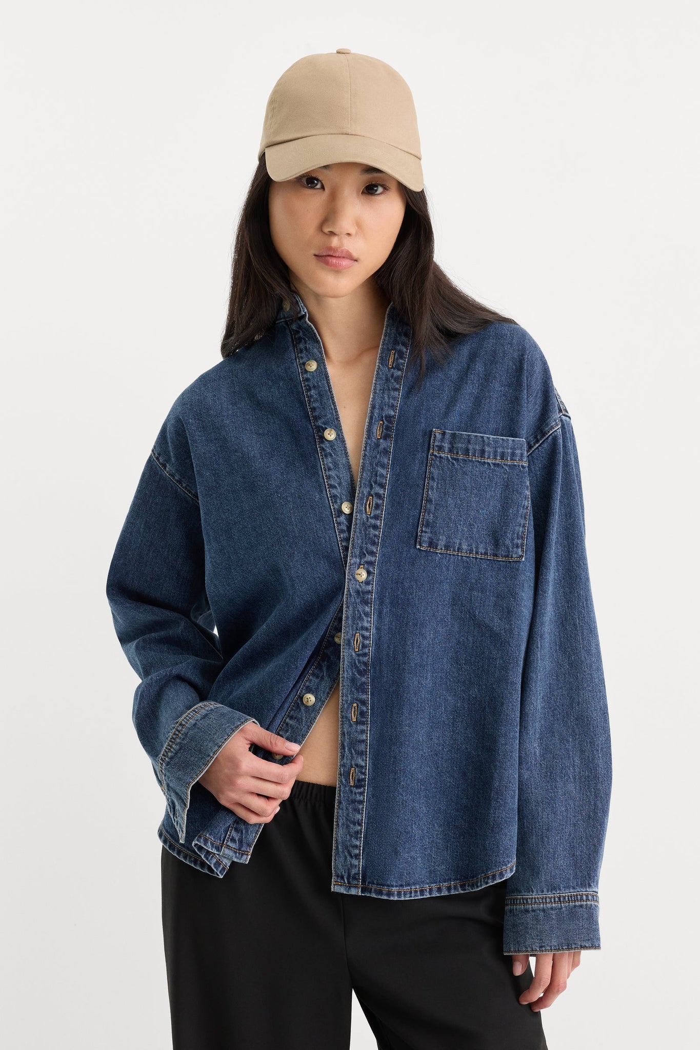 Good American | Denim Easy Shirt in Alcove