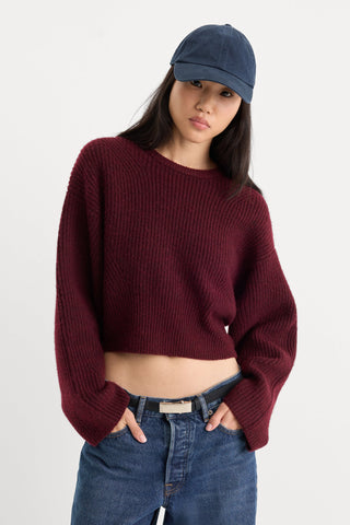 Good American | The Chunky Knit Sweater in Berry Noir
