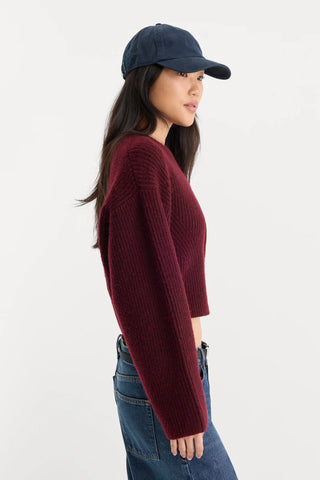 Good American | The Chunky Knit Sweater in Berry Noir