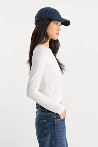 Good American | The Long Sleeve Baby Tee in White