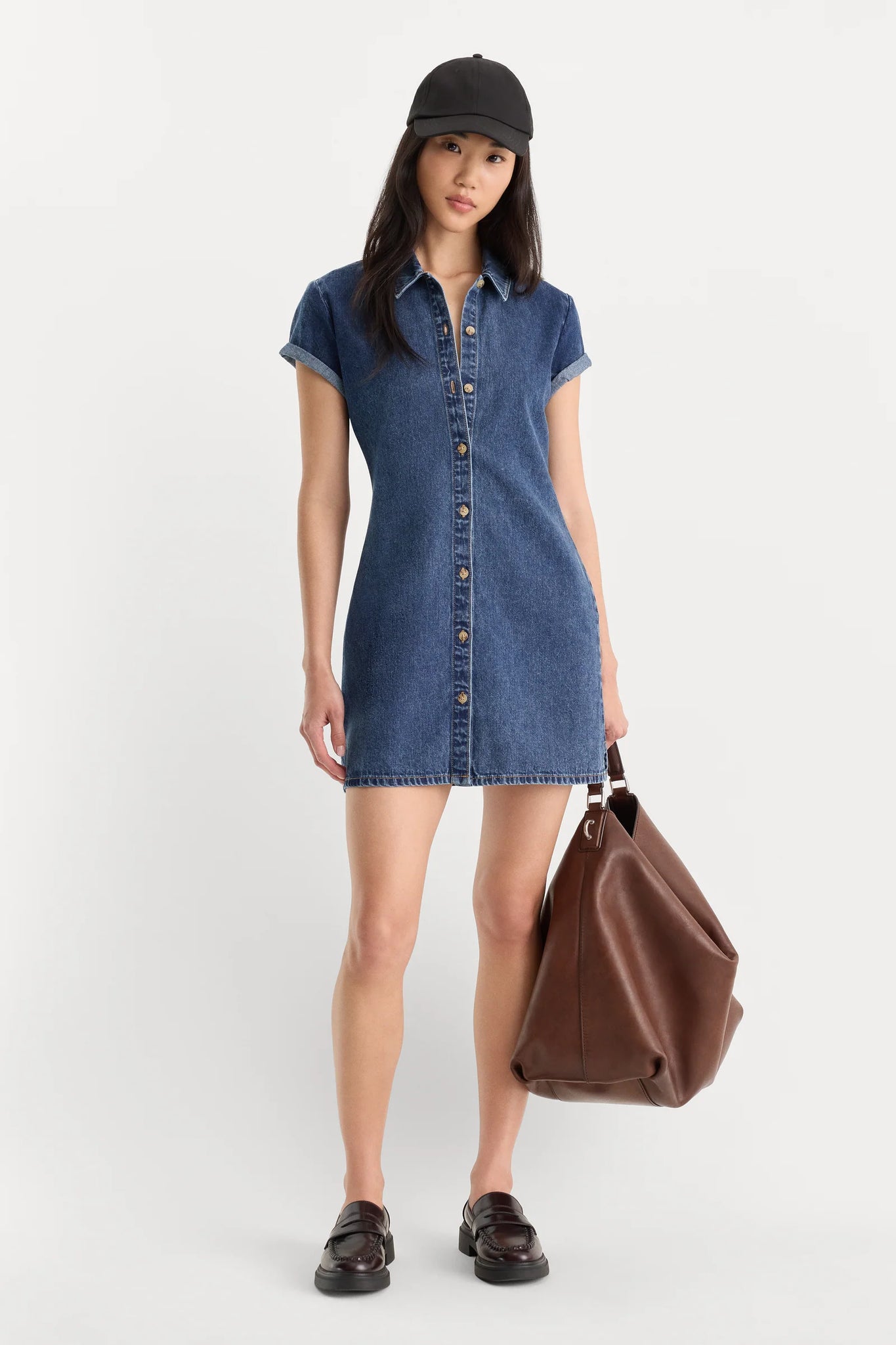 Good American | The Denim Polo Dress in Alcove