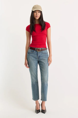 Good American | The Variegated Ribbed Top in Crimson Rose