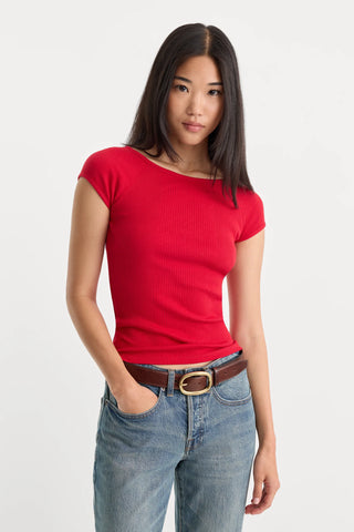 Good American | The Variegated Ribbed Top in Crimson Rose