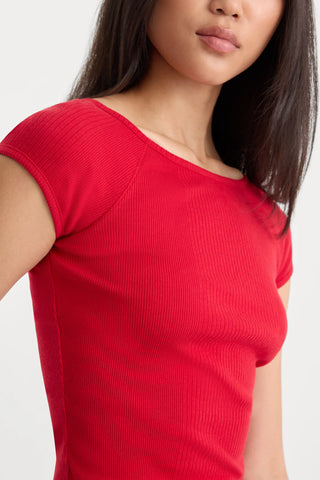 Good American | The Variegated Ribbed Top in Crimson Rose