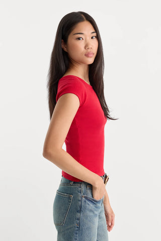 Good American | The Variegated Ribbed Top in Crimson Rose