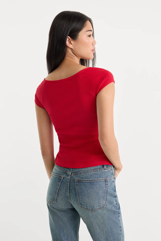 Good American | The Variegated Ribbed Top in Crimson Rose
