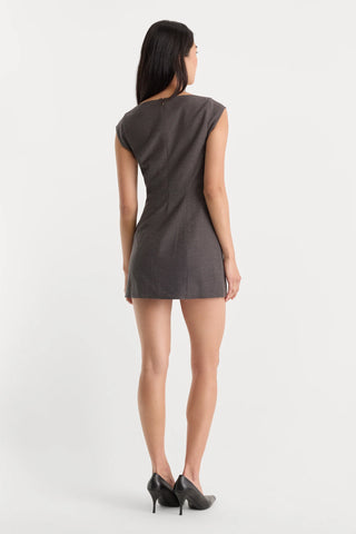 Good American | Capsleeve Mini Dress in Charcoal Houndstooth