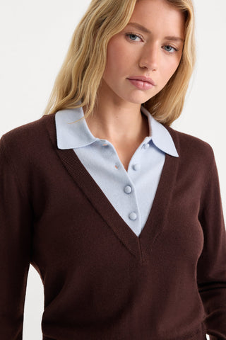 Good American | The Two in One Sweater in Mocha Sky
