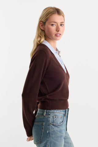 Good American | The Two in One Sweater in Mocha Sky