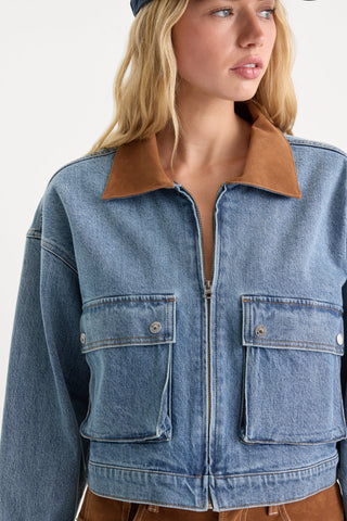 Good American | Denim Swing Cropped Jacket