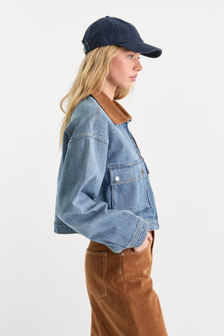 Good American | Denim Swing Cropped Jacket