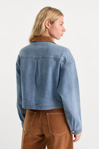 Good American | Denim Swing Cropped Jacket