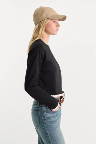Good American | The Long Sleeve Layered Tee in Black