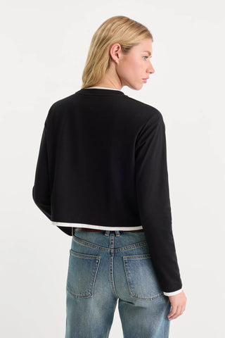 Good American | The Long Sleeve Layered Tee in Black