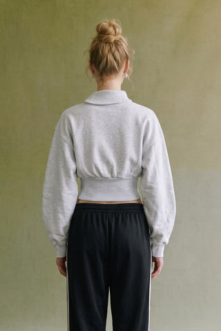 Asymmetrical Collar Balloon Sleeve Sweatshirt