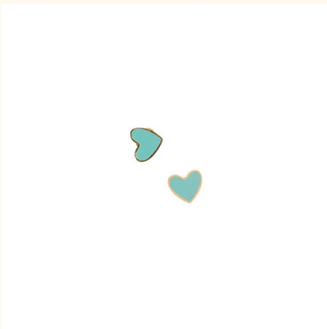 Enamel Heart Stud Earring - Hypoallergenic, Flat Back, Girl
