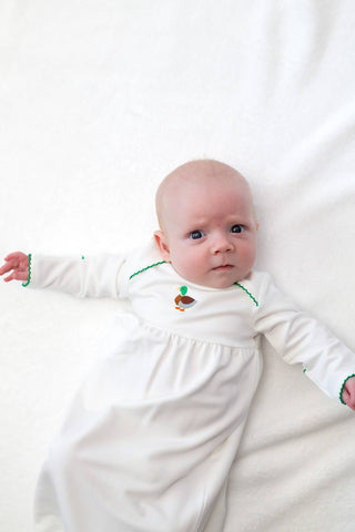 Pip Embroidered Gown - Mallard Duck