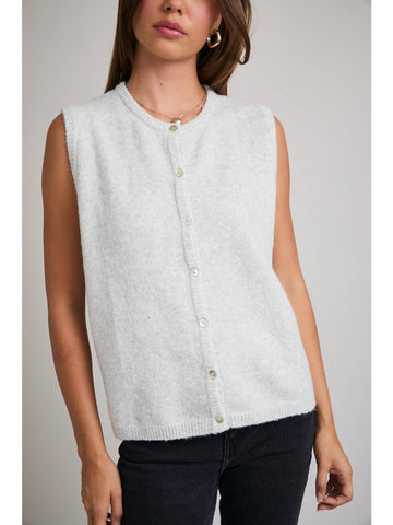 Sleeveless Crewneck Sweater Cardigan