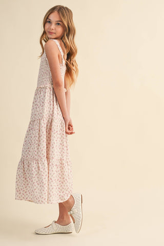 Tween Girls Smocked Tiered Midi Dress