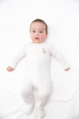 Deer Pip Embroidered Zip Romper