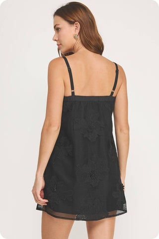 Embroidery Floral Mesh Mini Dress