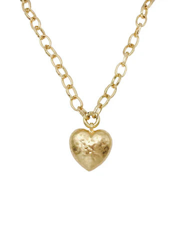 Worn Gold Open Circle Heart Chain