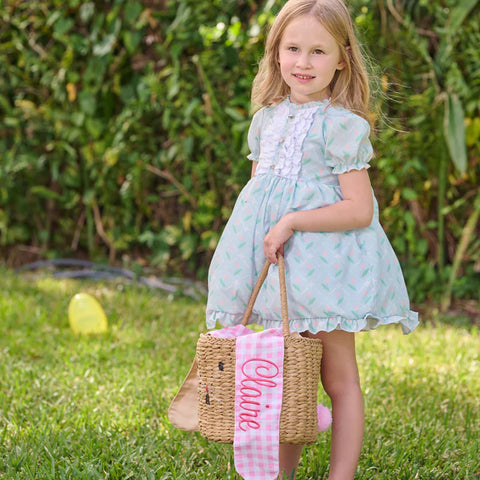 Pink Gingham Bunny Easter Basket