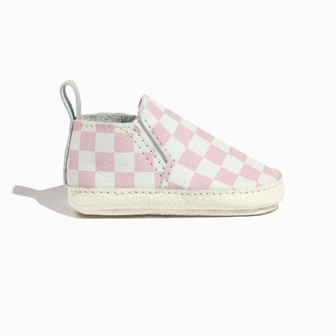 Petal Pink Check Slip On Baby Shoe