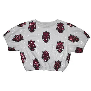 Sequin Razorback Crop Top