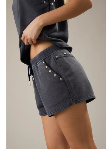 Mid Rise Shorts with Studs