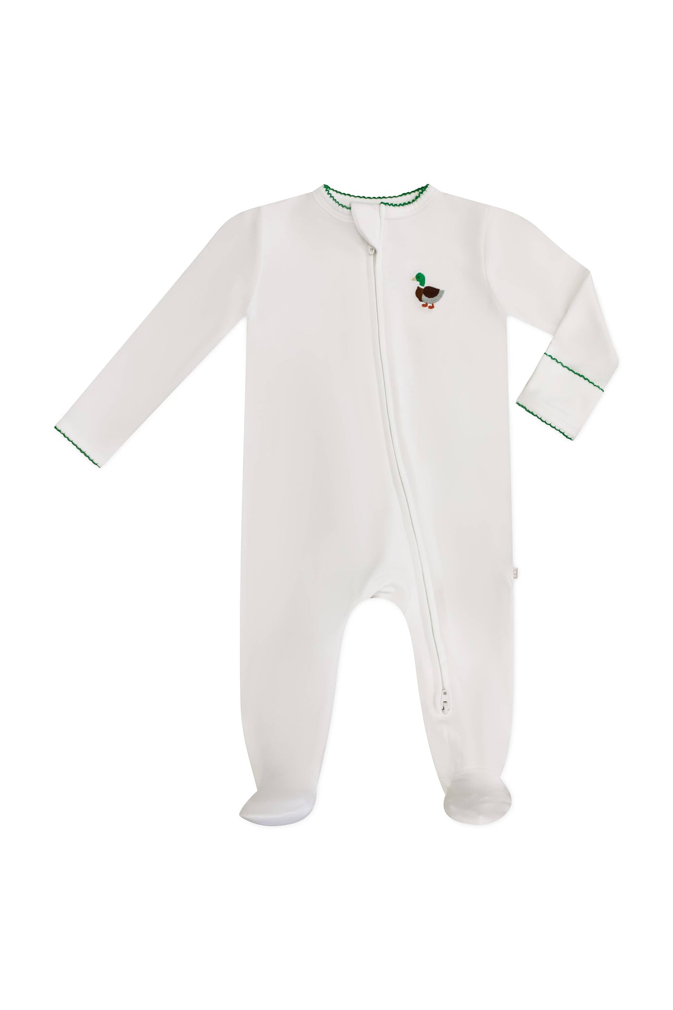 Pip Embroidered Zip Romper - Mallard Duck