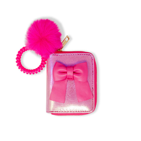 Shiny Jumbo Bow Spiral Strap Wallet