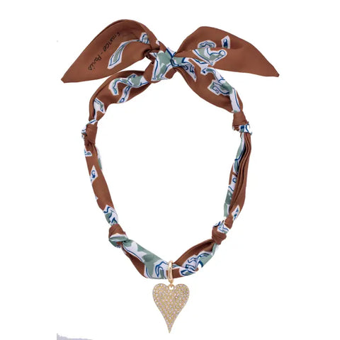 Winnie Pave Heart Scarf Necklace