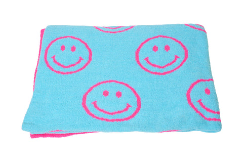 Smiley & Lightning Plush Throw Blankets