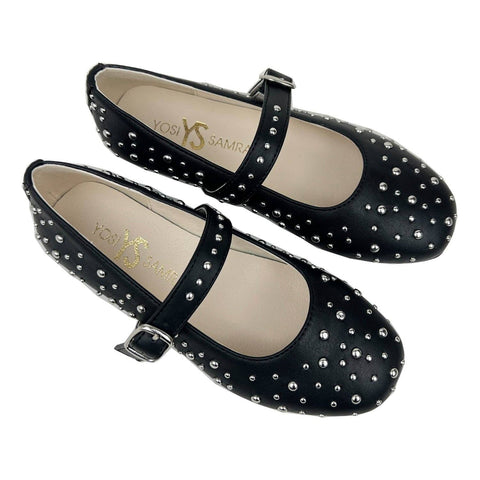 Miss Sadie Ballet Flat in Black Studs - Kids