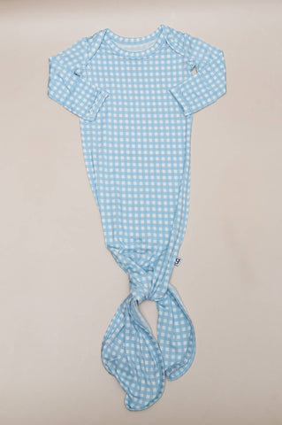 Baby Blue Gingham- Knotted Infant Gown