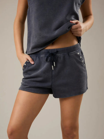 Mid Rise Shorts with Studs