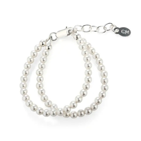 Girls Sterling Silver Double- Strand Kids Pearls Bracelet