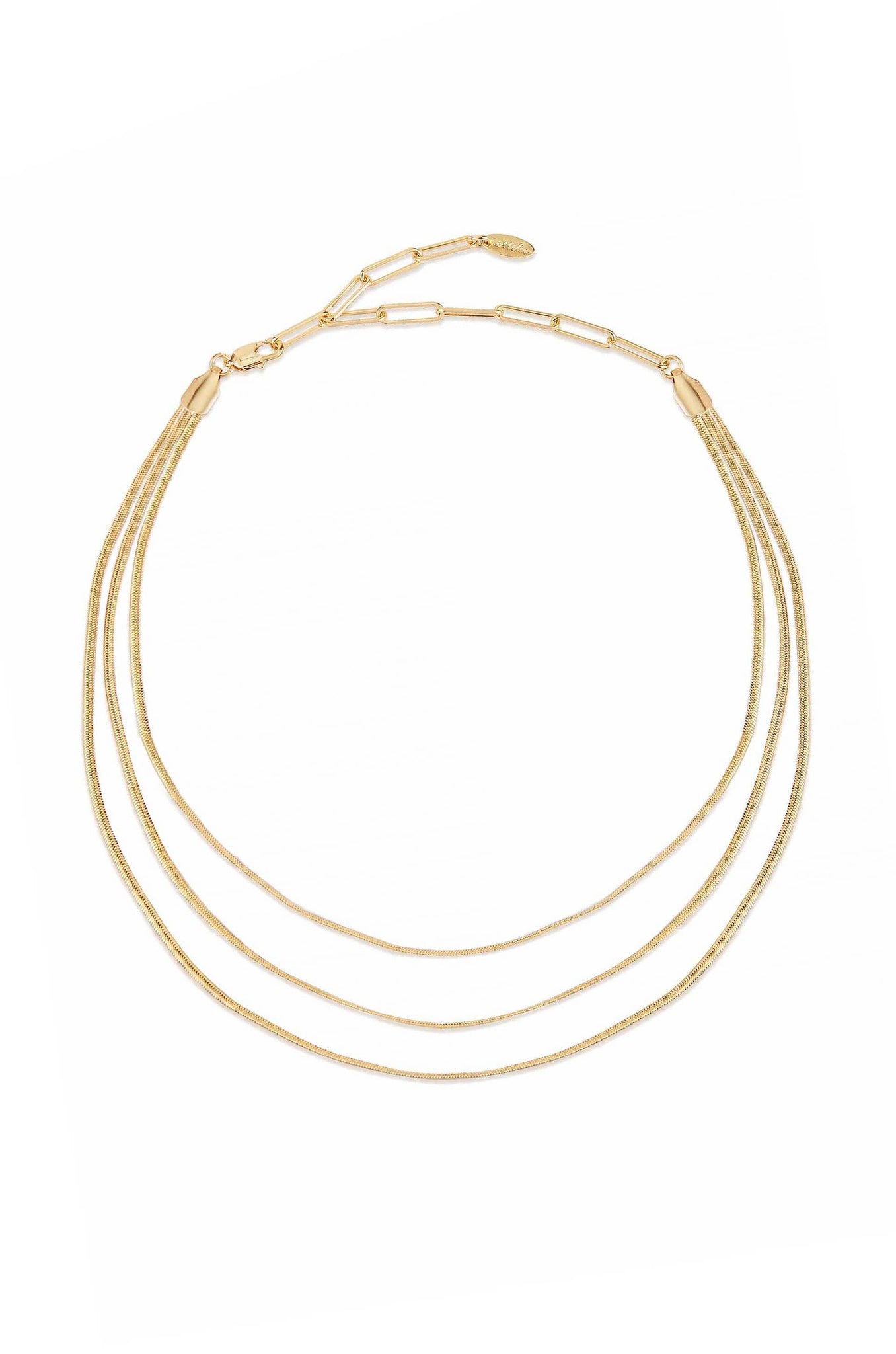 Triple Flex Snake Chain Layered 18k Gold Plated Necklace