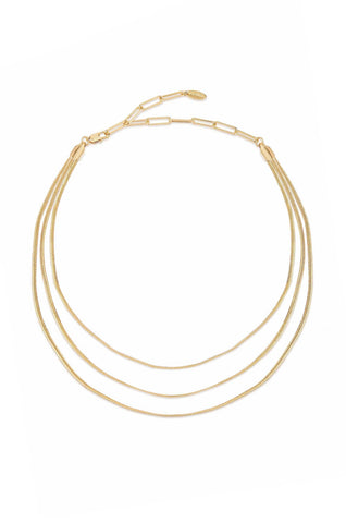 Triple Flex Snake Chain Layered 18k Gold Plated Necklace